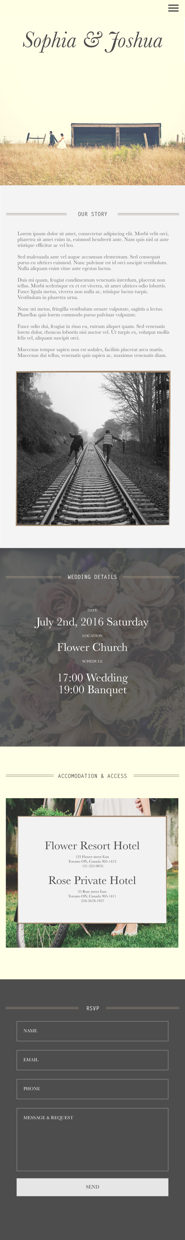 Wedding Invitation Mobile site prototype
